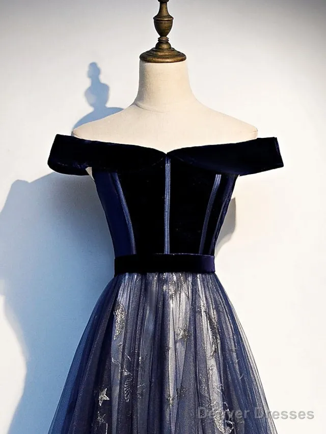 A-Line Elegant Floral Prom Formal Evening Dress Off Shoulder Short Sleeve Sweep / Brush Train Tulle With Pleats Pattern / Print