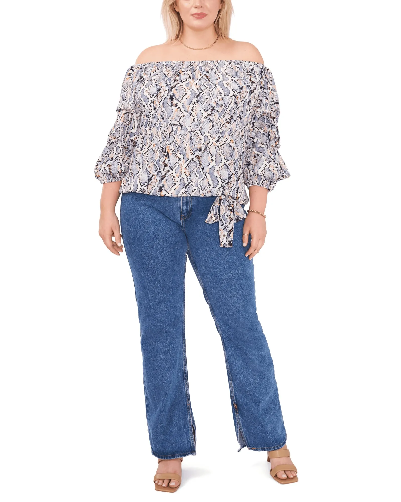 Addison Snake Effect Blouse | BLUE CLOUD
