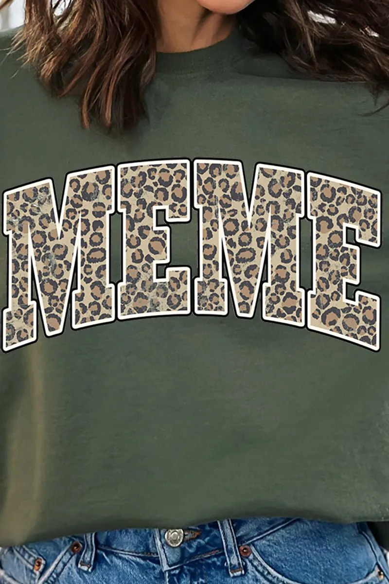 Arched Meme Leopard Heavy-weight Crew Sweatshirt