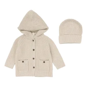 Baby Boy Jacket   Hat  | Chunky Knit | Ecru | Lil Legs