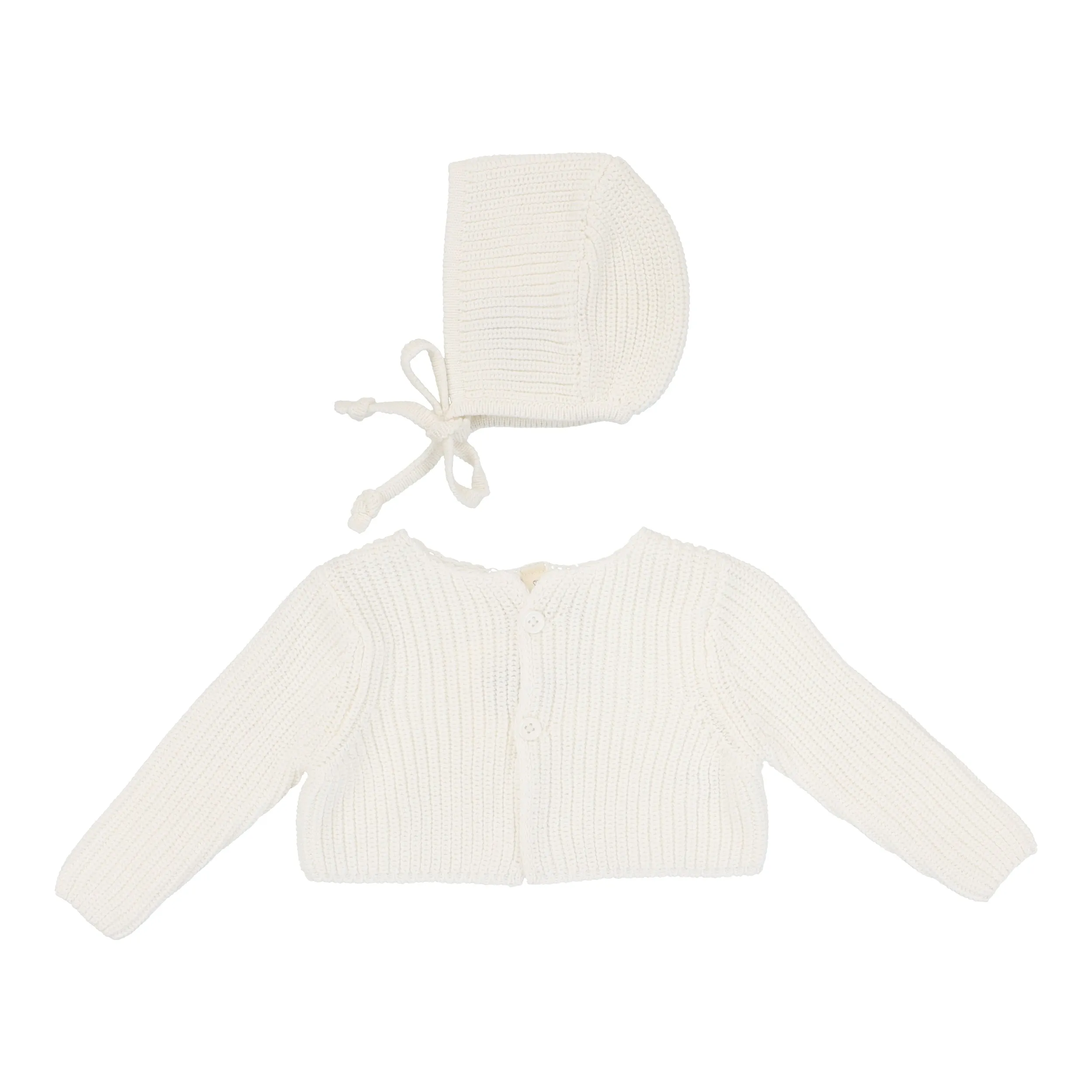 Baby Neutral Shrug   Bonnet | Chunky Knit | Winter White | Lil Legs | SS25