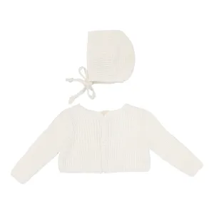 Baby Neutral Shrug   Bonnet | Chunky Knit | Winter White | Lil Legs | SS25