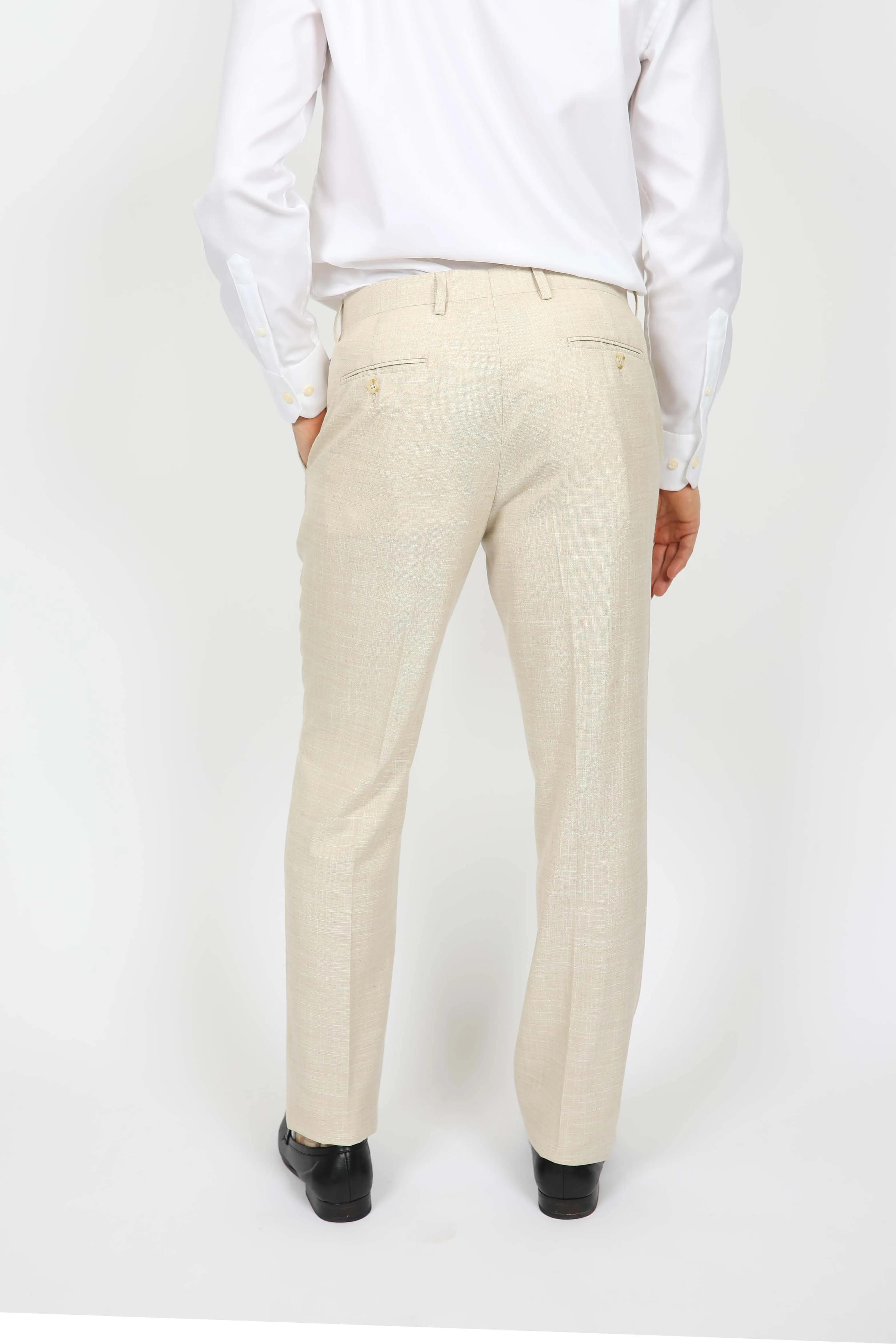 Beige Brinsley Linen Weave Trouser
