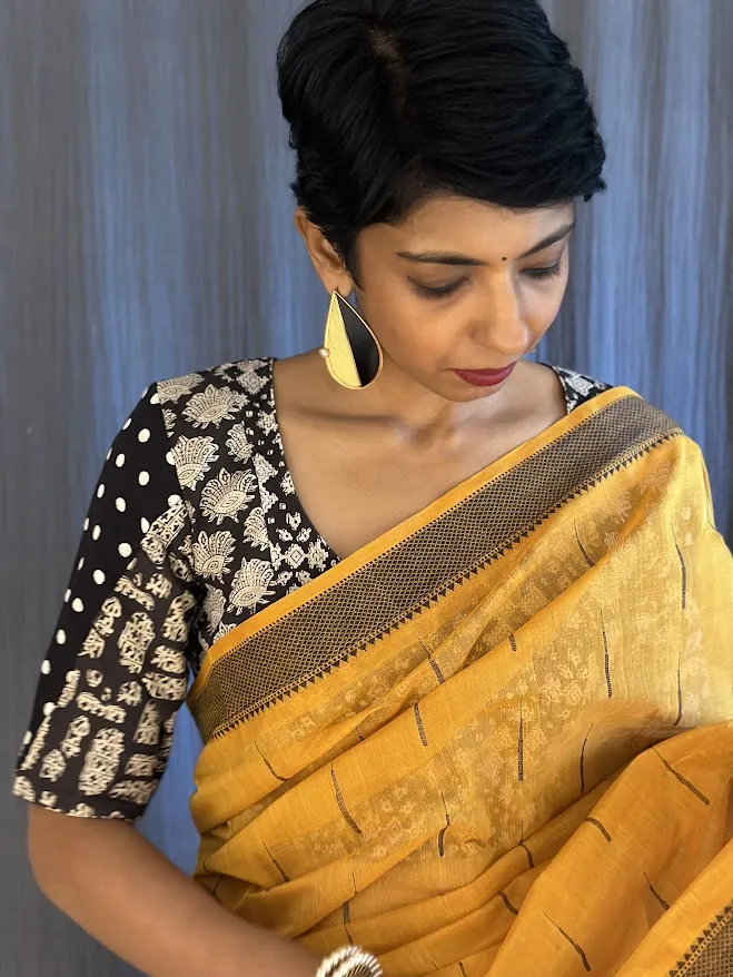 Black cotton jwala blouse