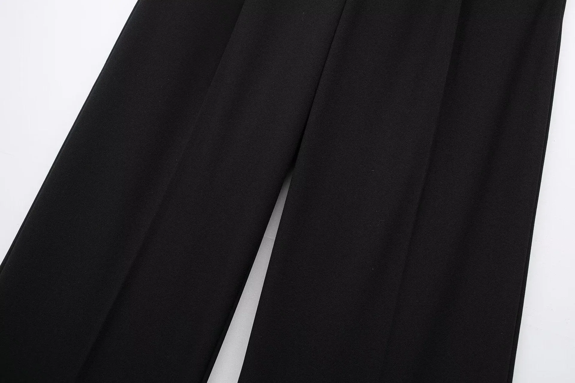 Black Double Waistband Wide Leg Trouser - Nova