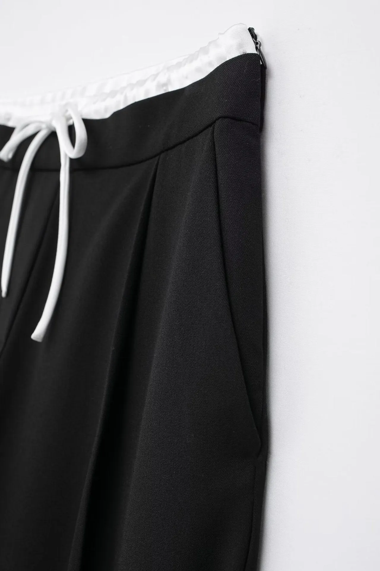 Black Double Waistband Wide Leg Trouser - Nova