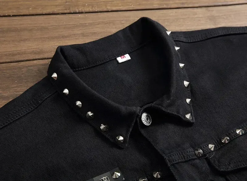 Black Sleeveless Denim Jacket