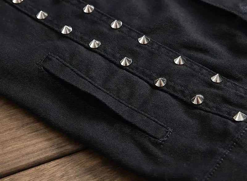 Black Sleeveless Denim Jacket