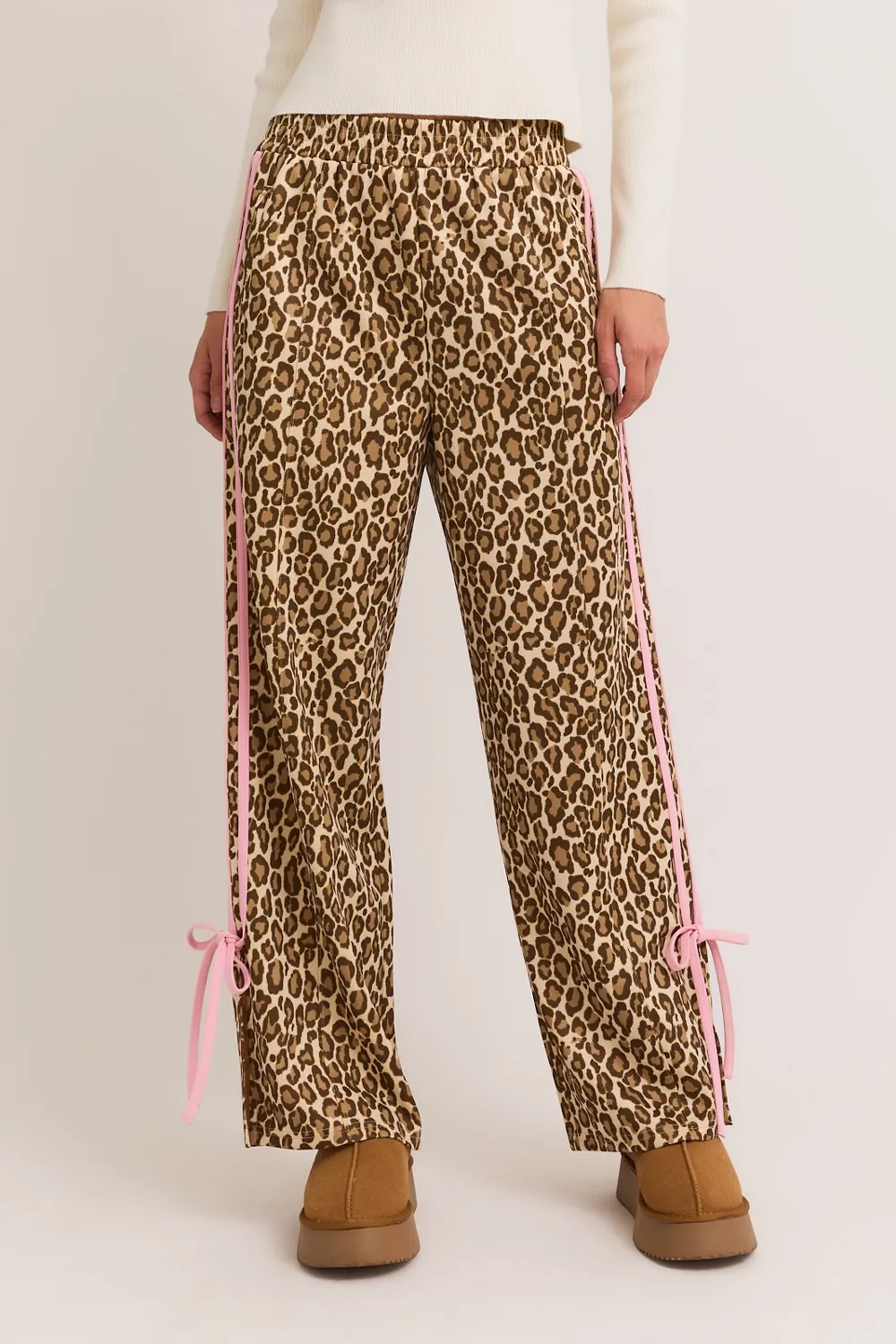 Bow Detail Track Pants-Animal