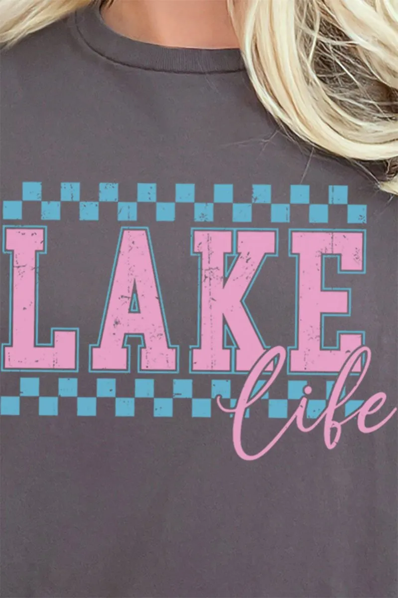 Checkered Lake Life Short Sleeve Relaxed Fit T-Shirt