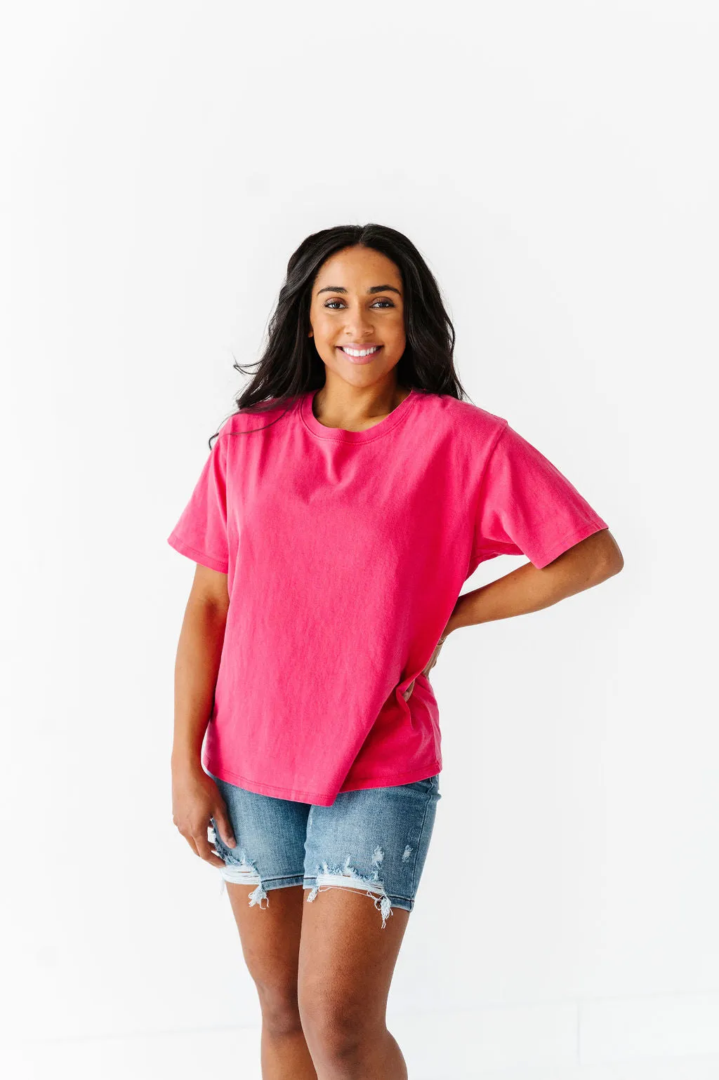 Dakota Crewneck Tee in Raspberry