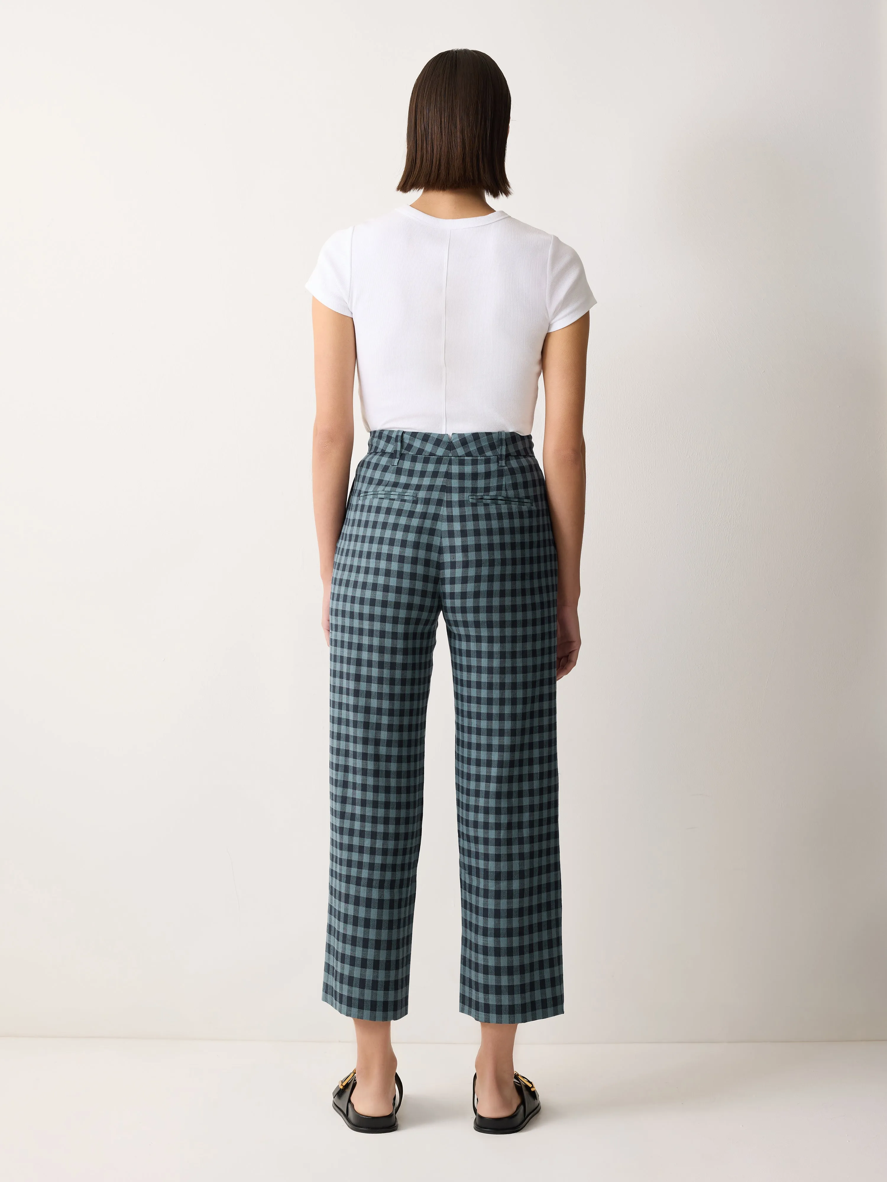 Dale Linen Check Trouser | Blue
