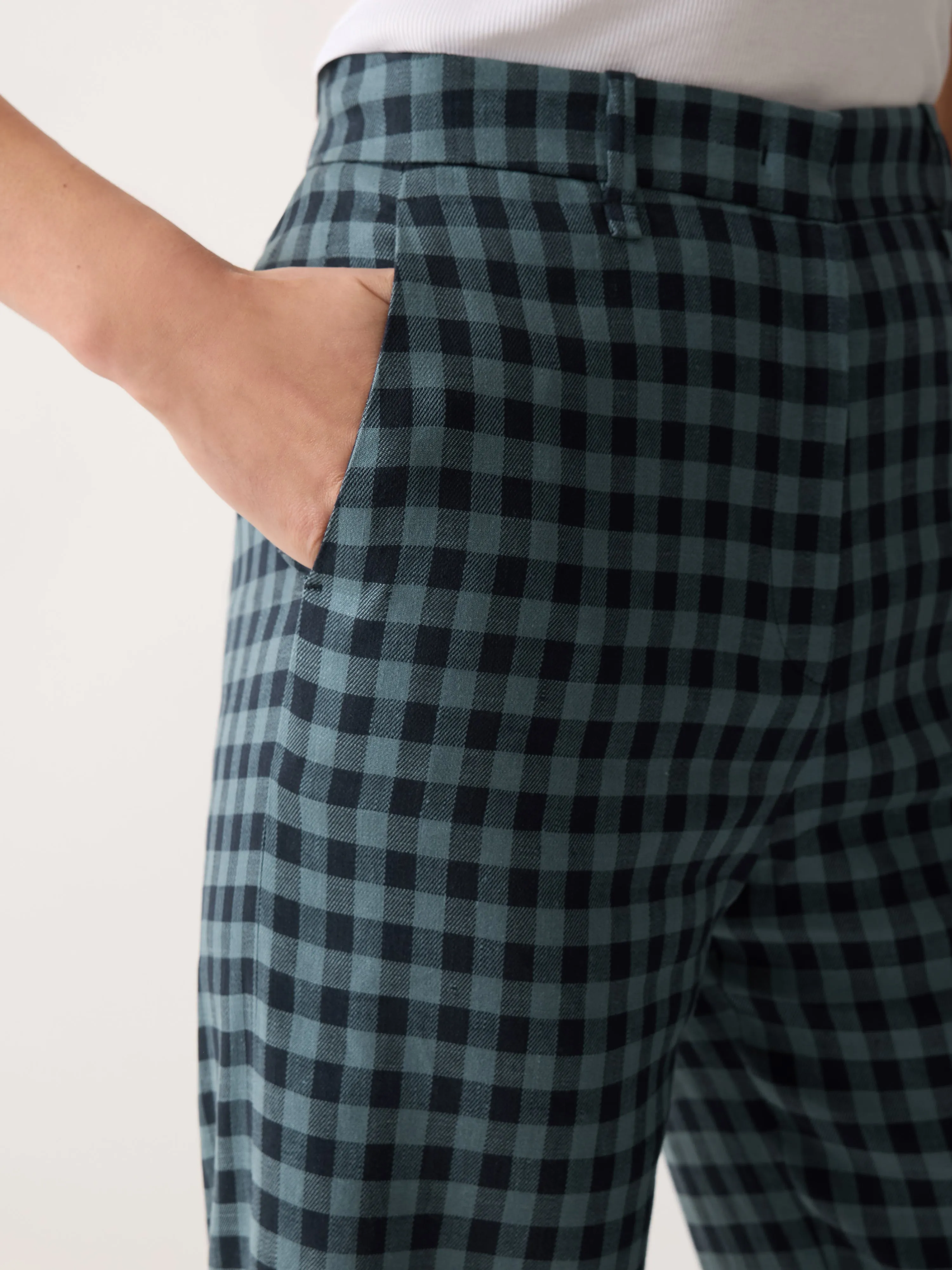Dale Linen Check Trouser | Blue