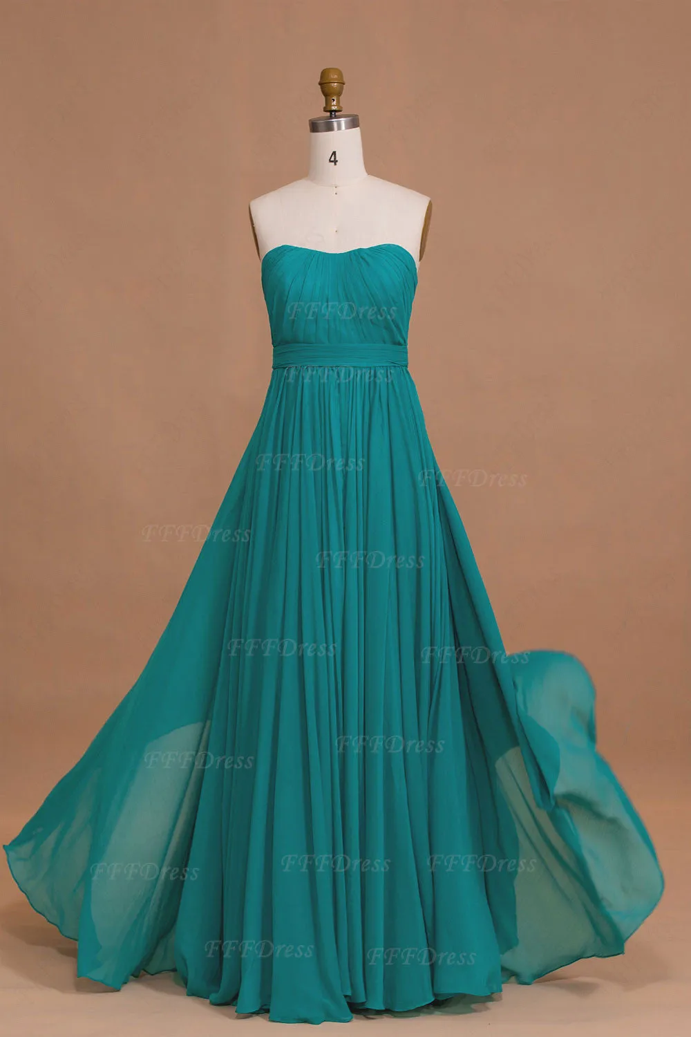 Elegant Flowing Chiffon Green Long Prom Dresses