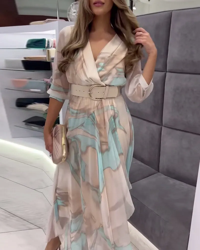 Elegant printed irregular dress