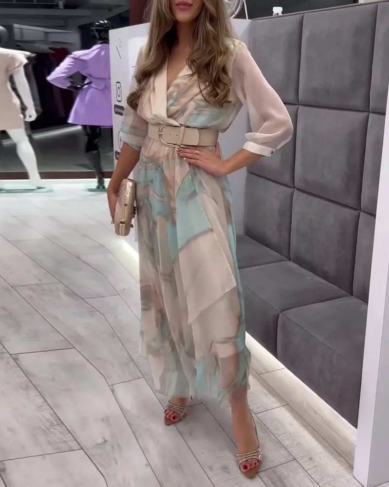 Elegant printed irregular dress