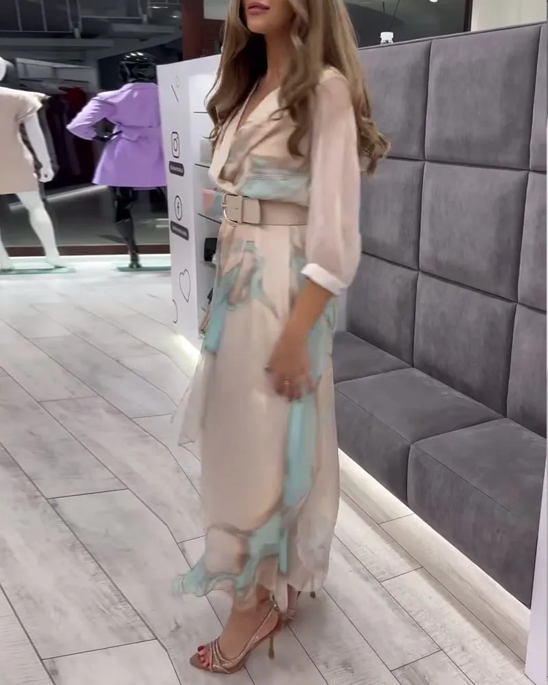 Elegant printed irregular dress