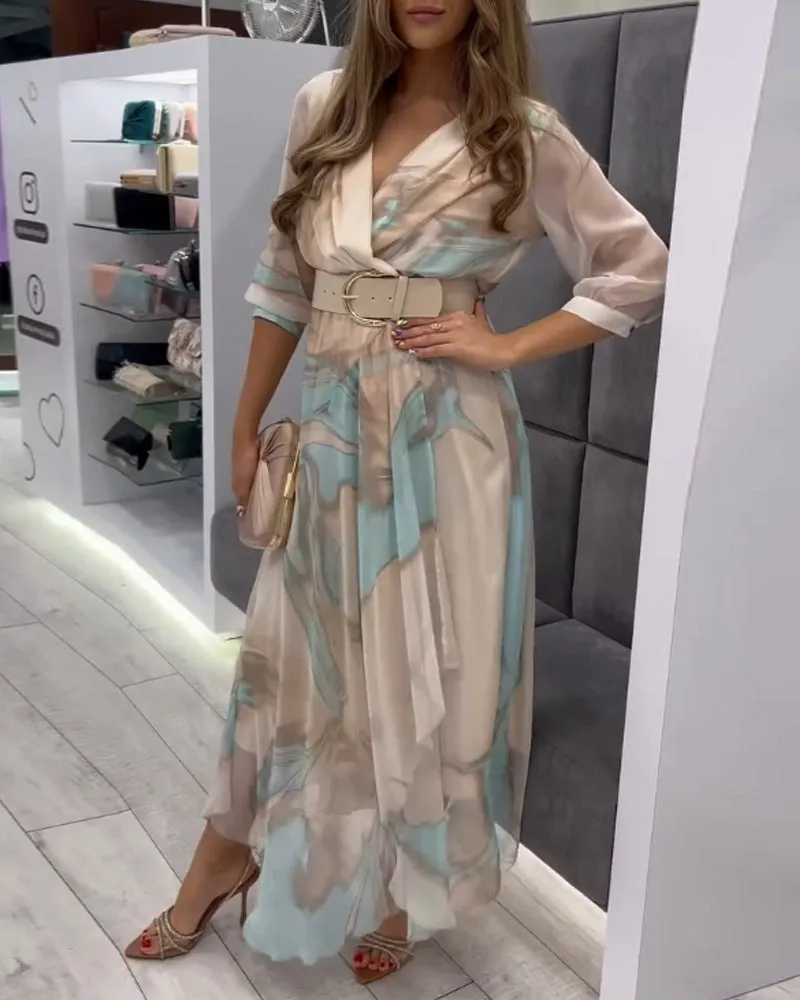 Elegant printed irregular dress