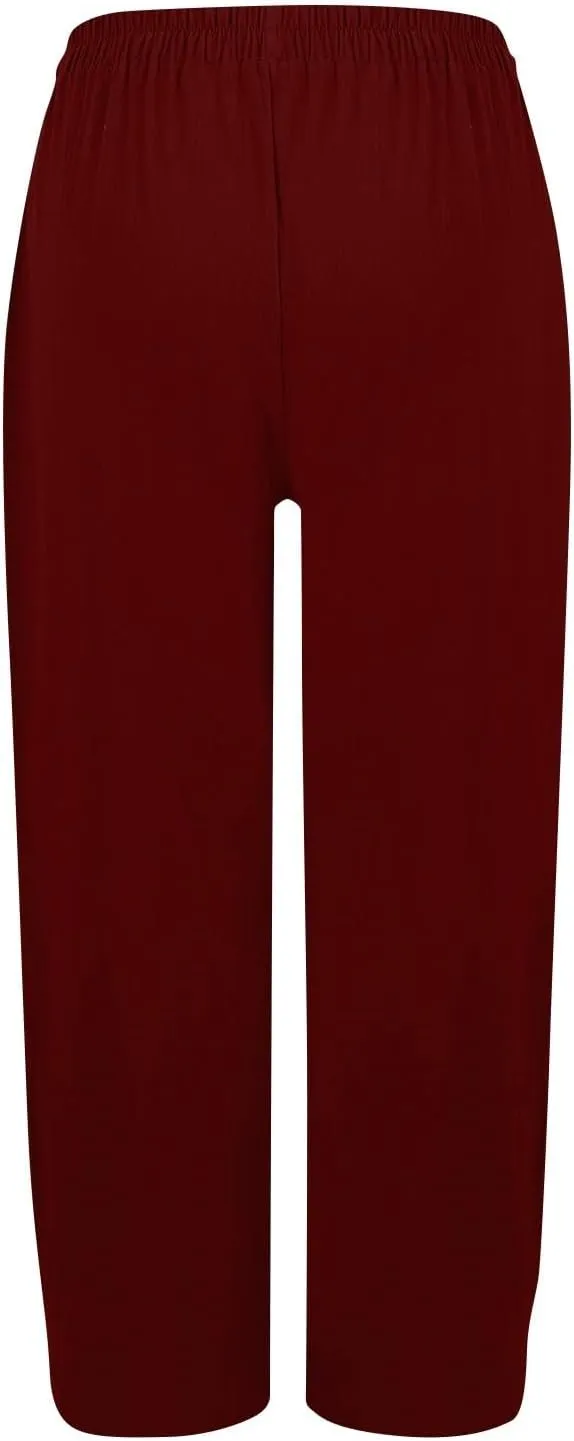 fanmpghleoo Wide Leg Linen Pants for Women Casual Elastic High Waisted Linen Pants Women Summer Linen Trousers with Pockets
