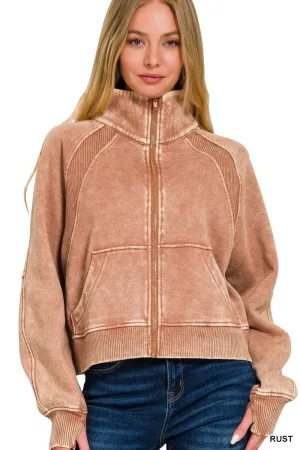 Fleece Fit Zip-Up in Rust