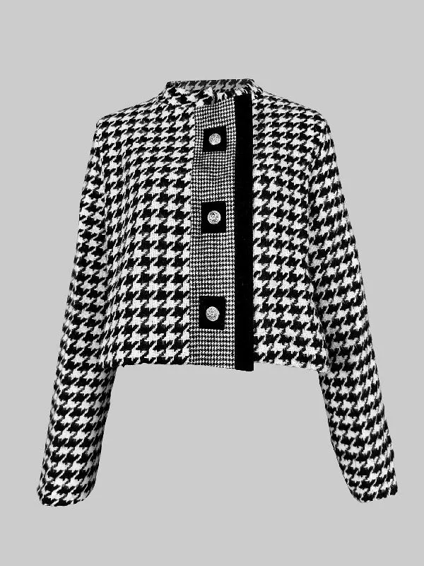 Flytonn-Winter Outfits Christmas Thanksgiving Gift New Year's Eve Outwear Long Sleeves Loose Printed Stand Collar Jackets Outerwear