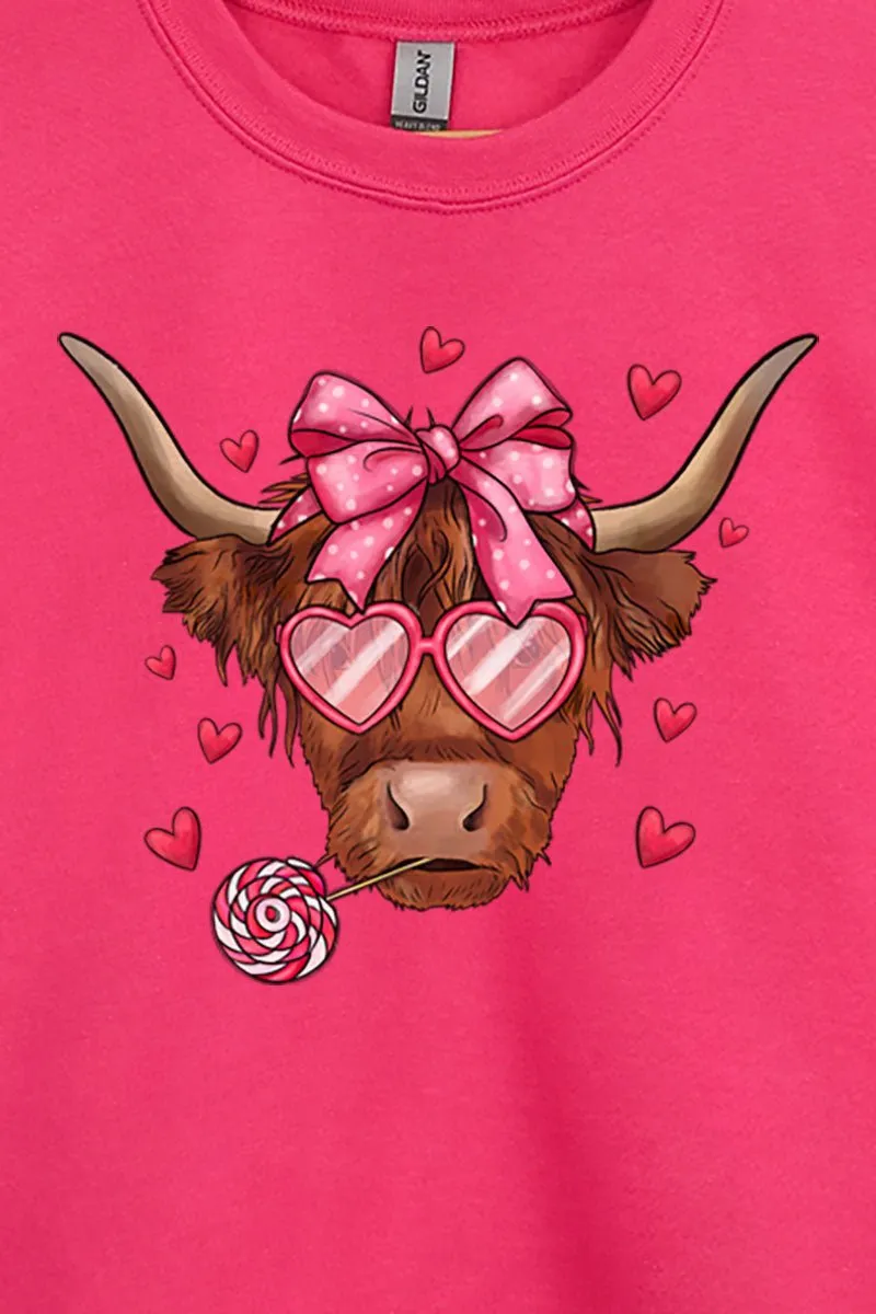 Full Of Love Highland Cow Heavy-weight Crew Sweatshirt
