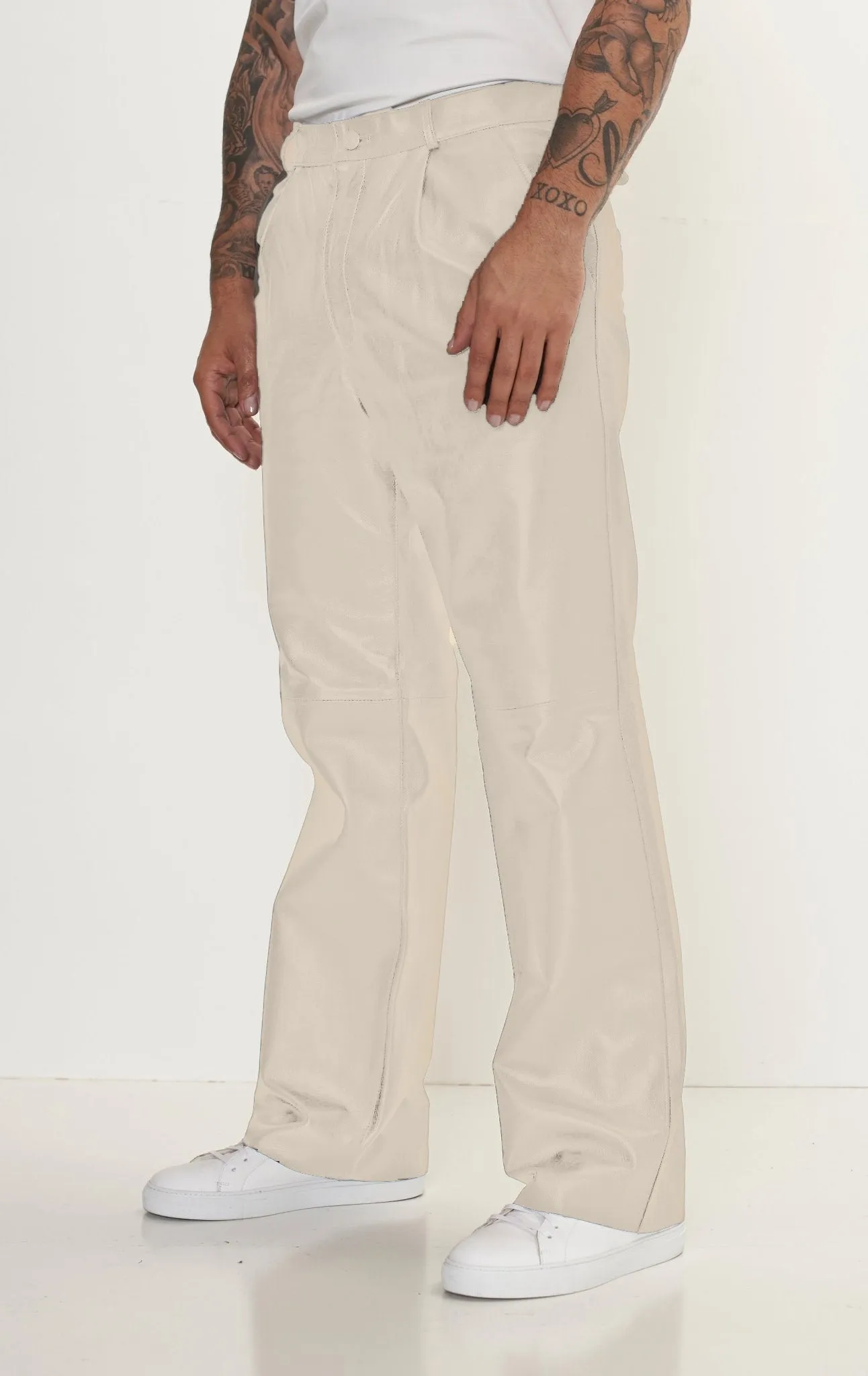 Genuine Lambskin Leather Trousers - Beige