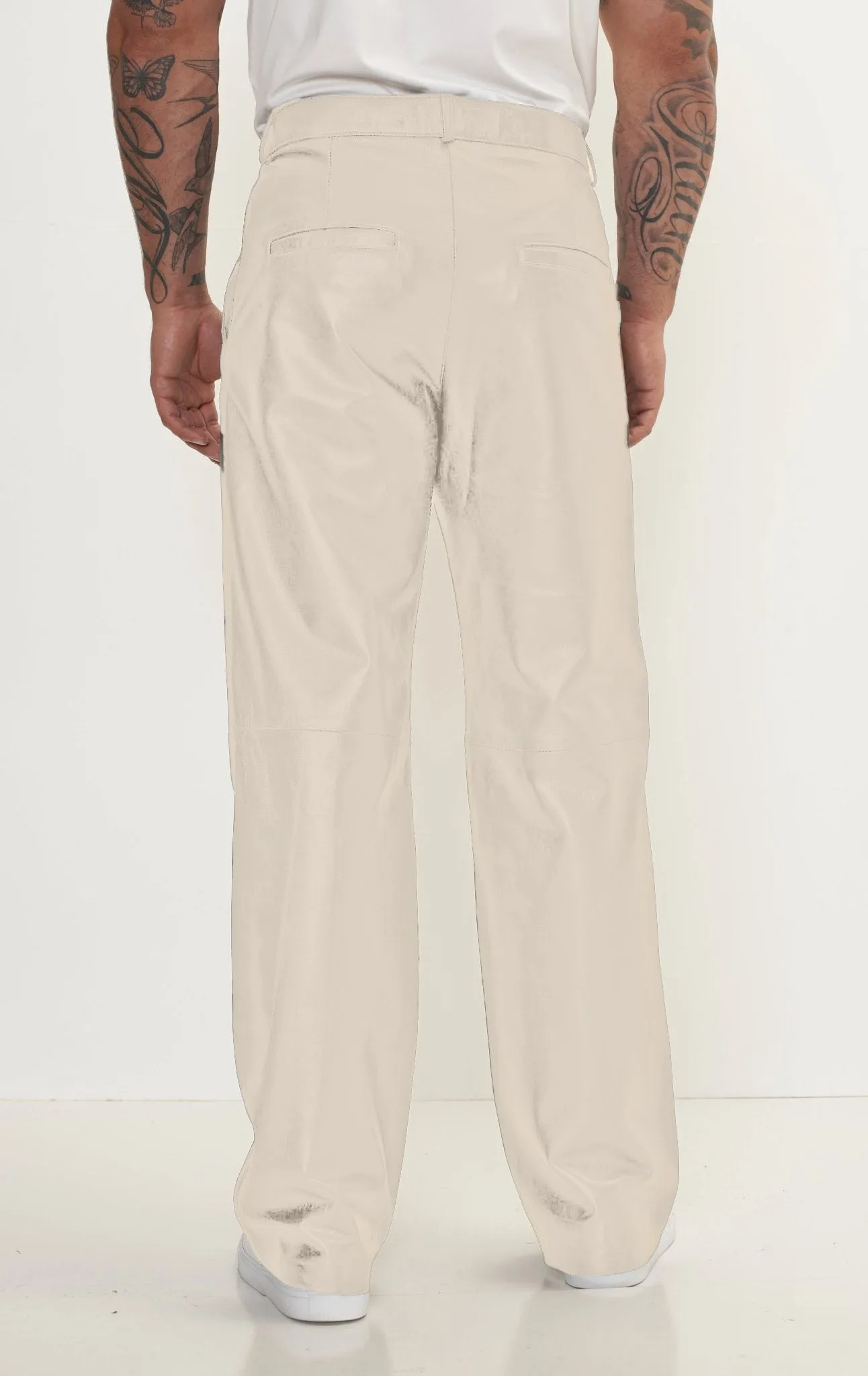 Genuine Lambskin Leather Trousers - Beige