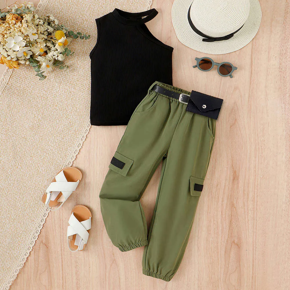 Girls Cut Out Tank Top & Detail Pants