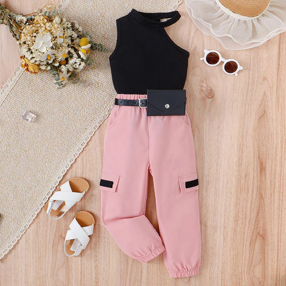Girls Cut Out Tank Top & Detail Pants