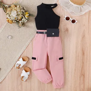 Girls Cut Out Tank Top & Detail Pants