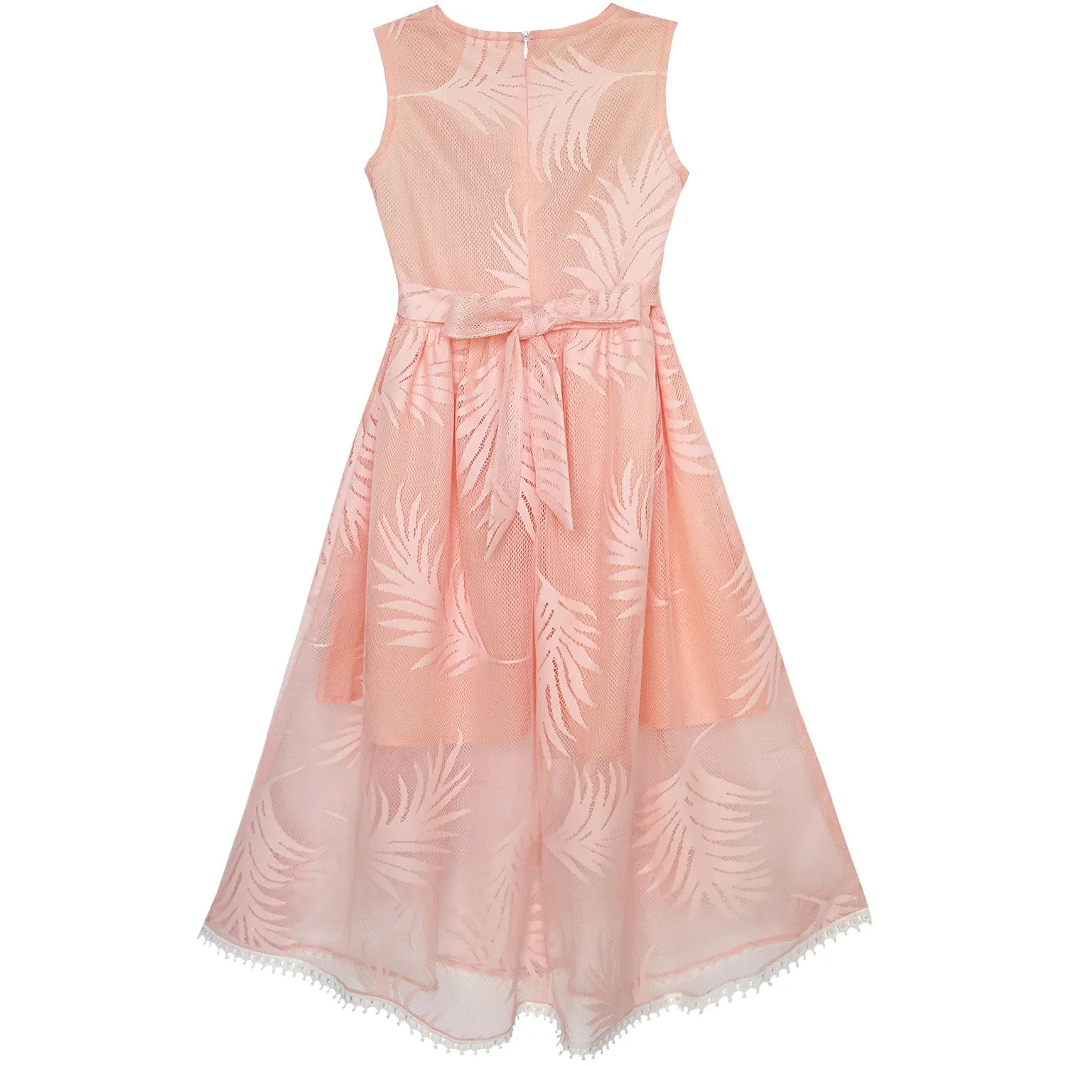 Girls Dress Lace Leaf Print Elegant Princess Party Wedding Size 5-16 Years