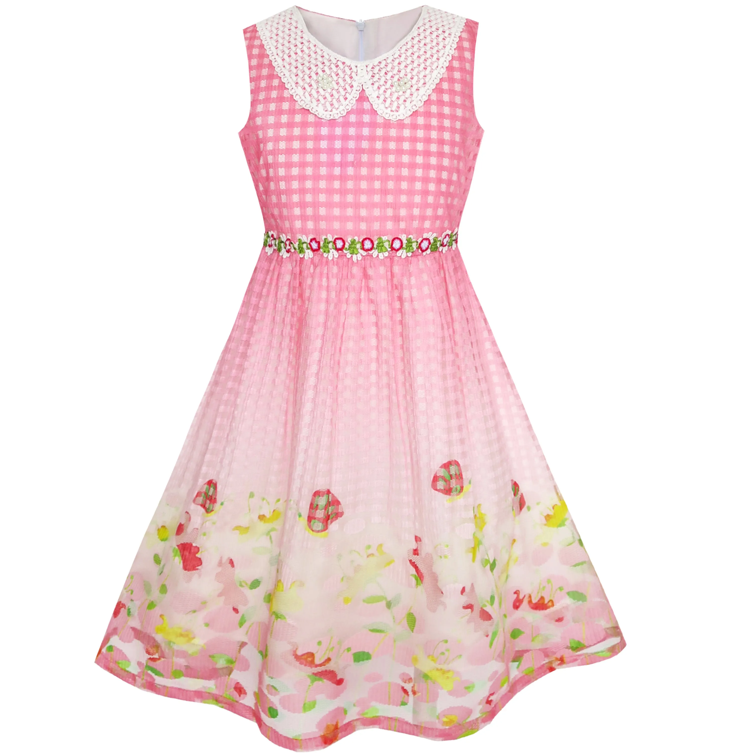 Girls Dress Lace Leaf Print Elegant Princess Party Wedding Size 5-16 Years