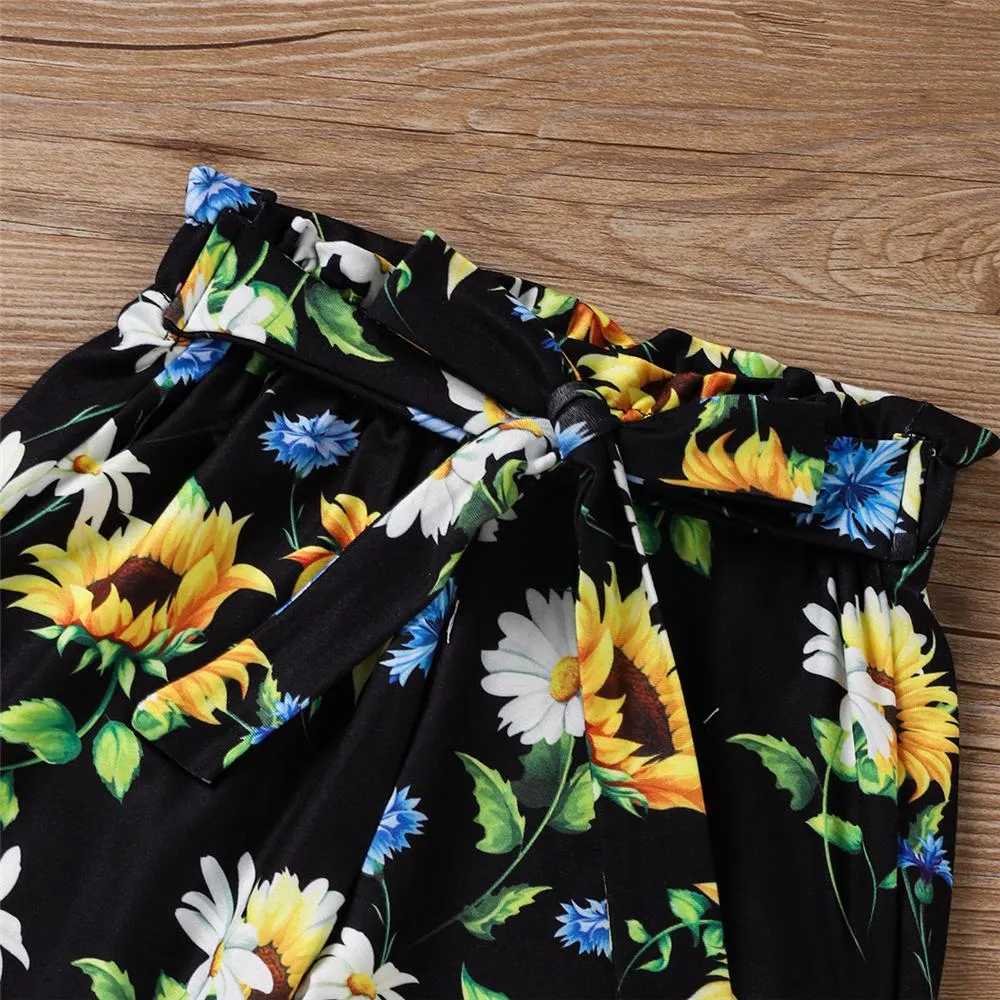 Girls Little Sister Printed Long Sleeve Top & Floral Pants & Headband Buy Baby Clothes Wholesale