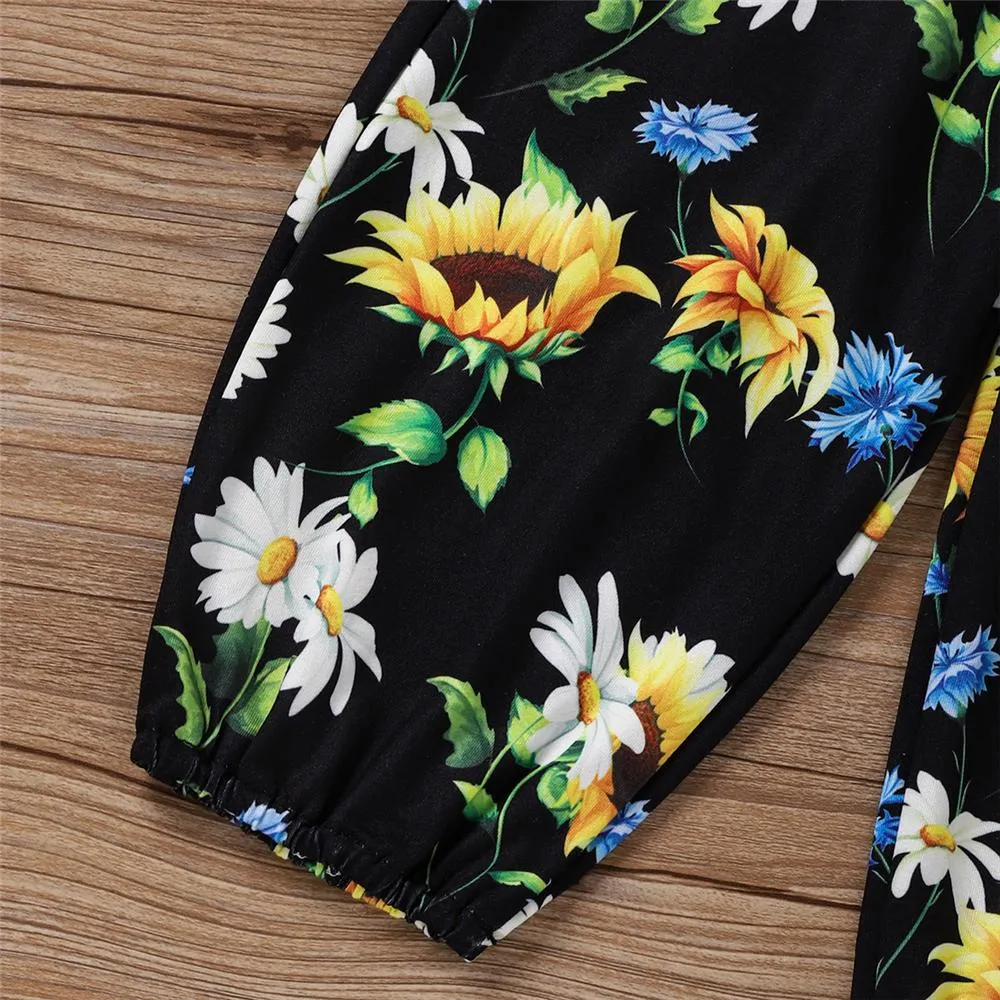 Girls Little Sister Printed Long Sleeve Top & Floral Pants & Headband Buy Baby Clothes Wholesale