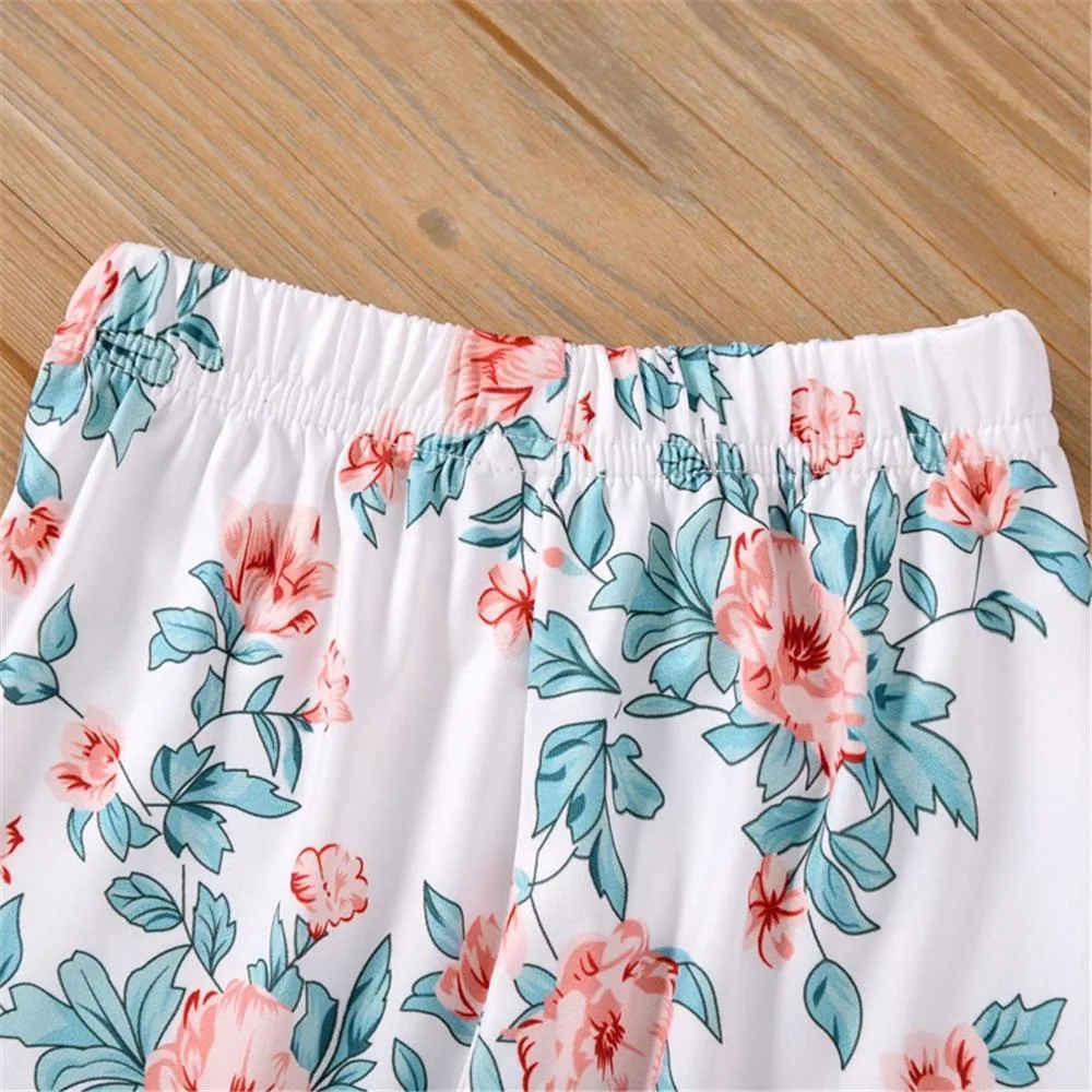 Girls Solid Long Sleeve Top & Floral Pants Toddler Girls Wholesale