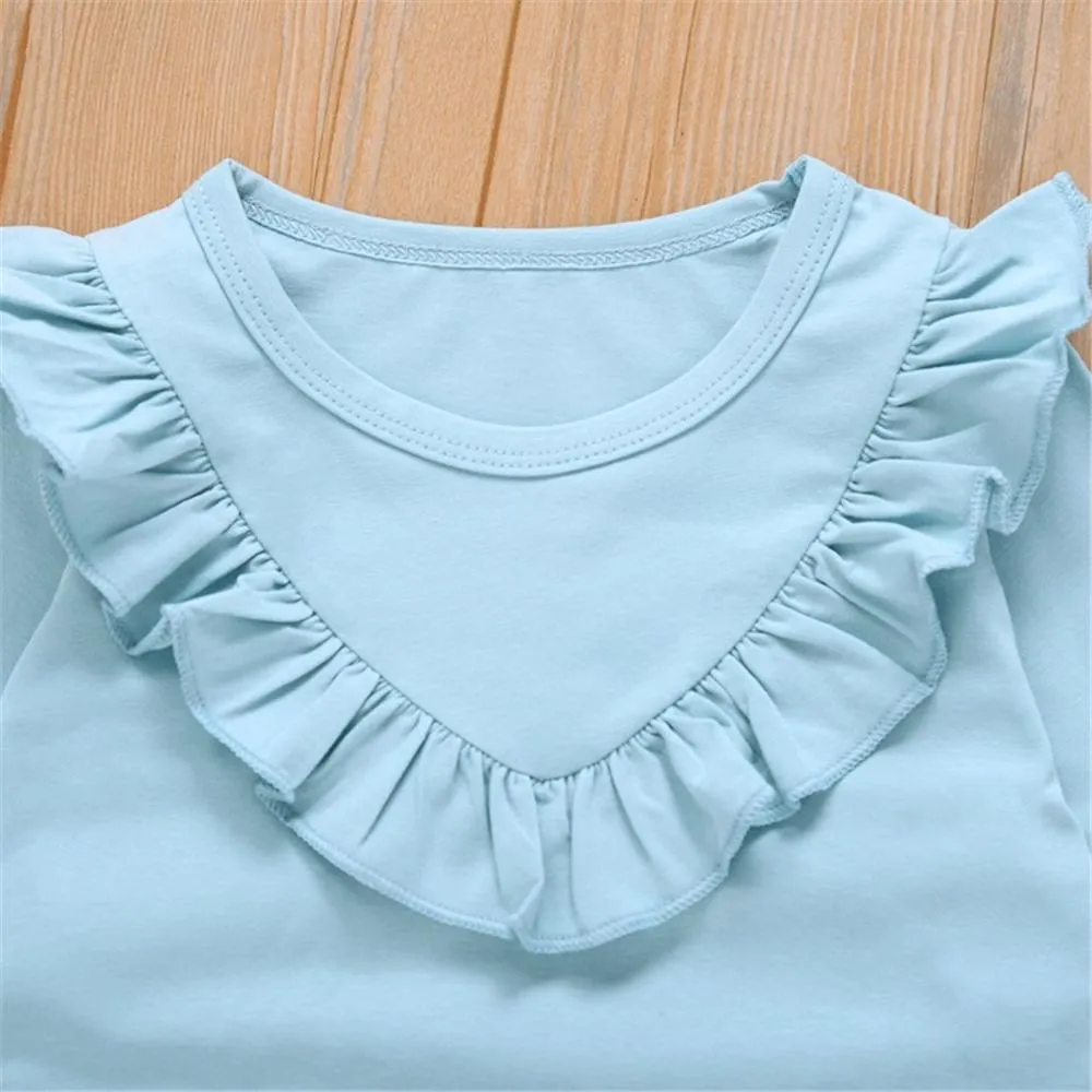 Girls Solid Long Sleeve Top & Floral Pants Toddler Girls Wholesale