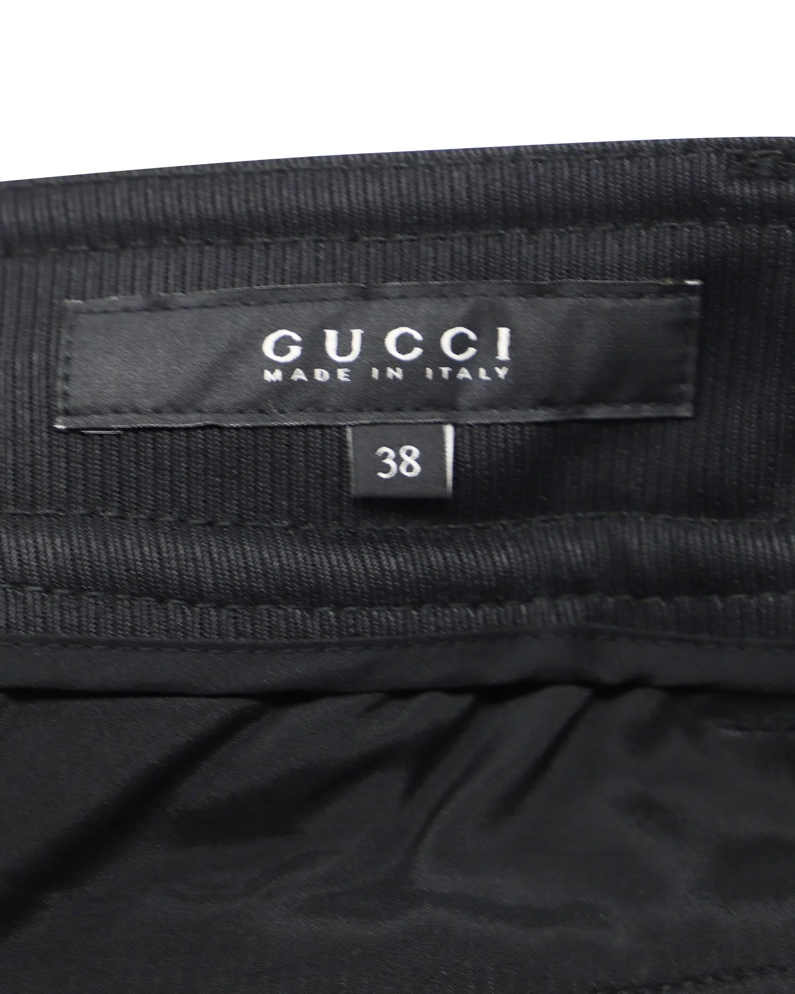 Gucci Black Pants with Silver Zip Detail in Black Nylon