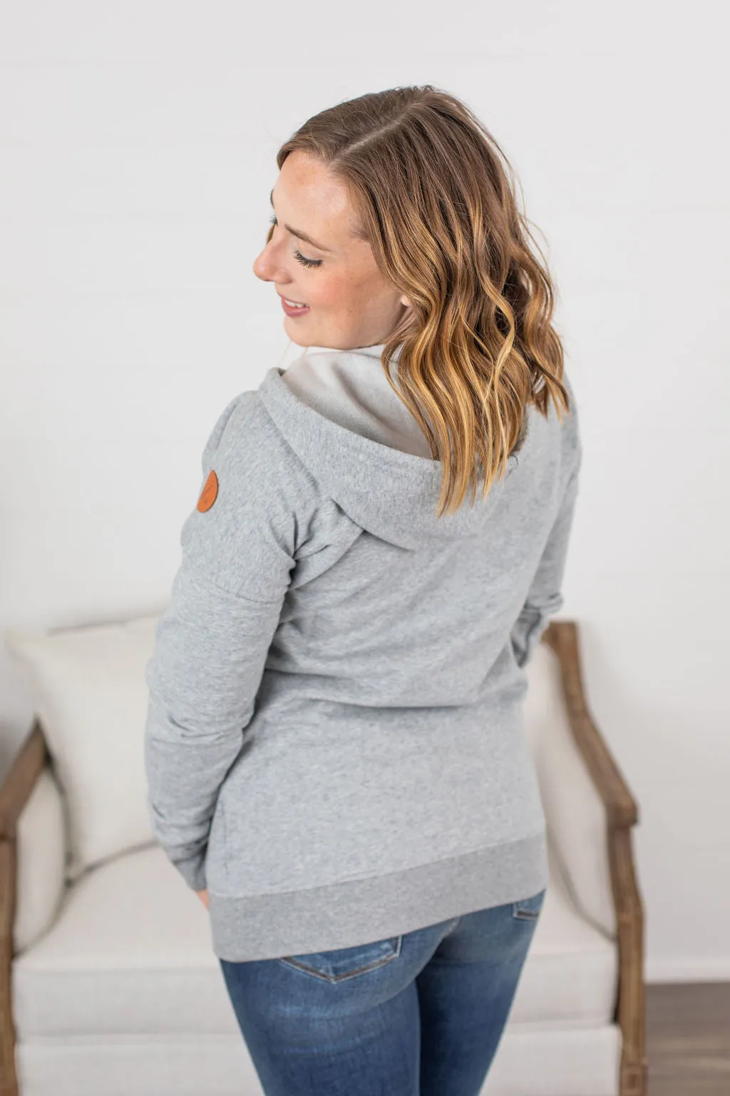 Hailey Button Snap Hoodie - Grey