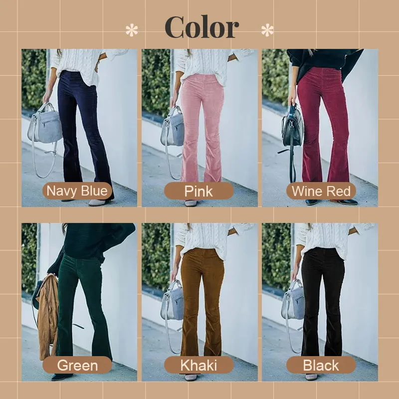High Waist Slim Micro Corduroy Elastic Waist Lounge Pants
