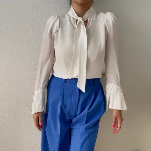 Italian Tie Neck Silk Blouse