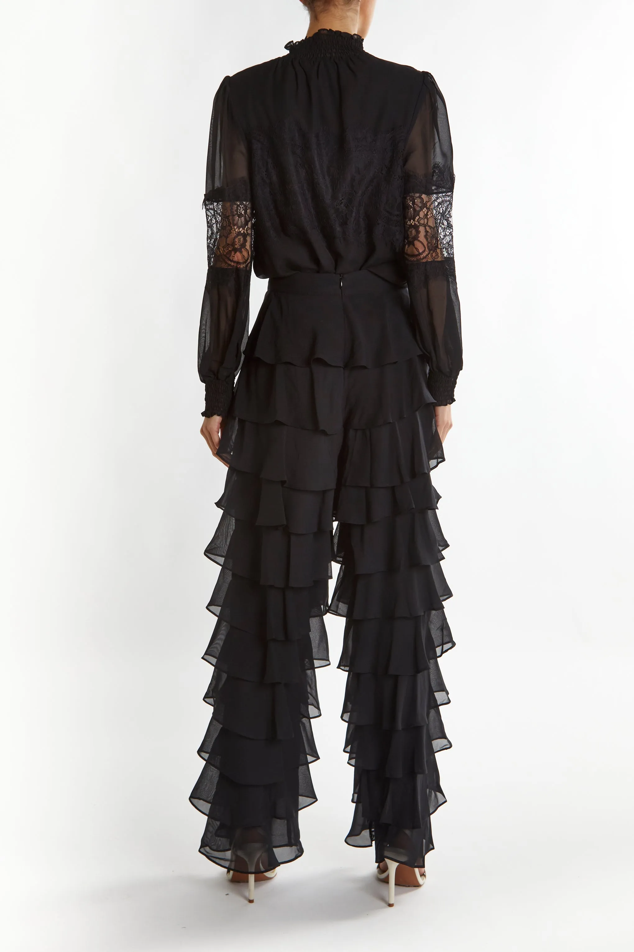 Lauren Black Tiered Ruffle Trousers