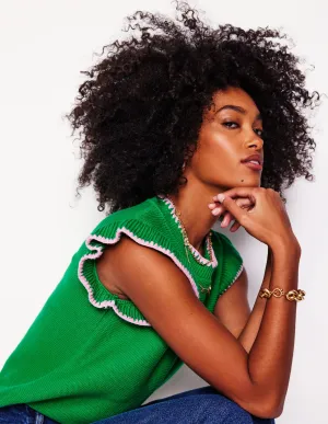 Lena Stitch Detail Tank-Rich Emerald