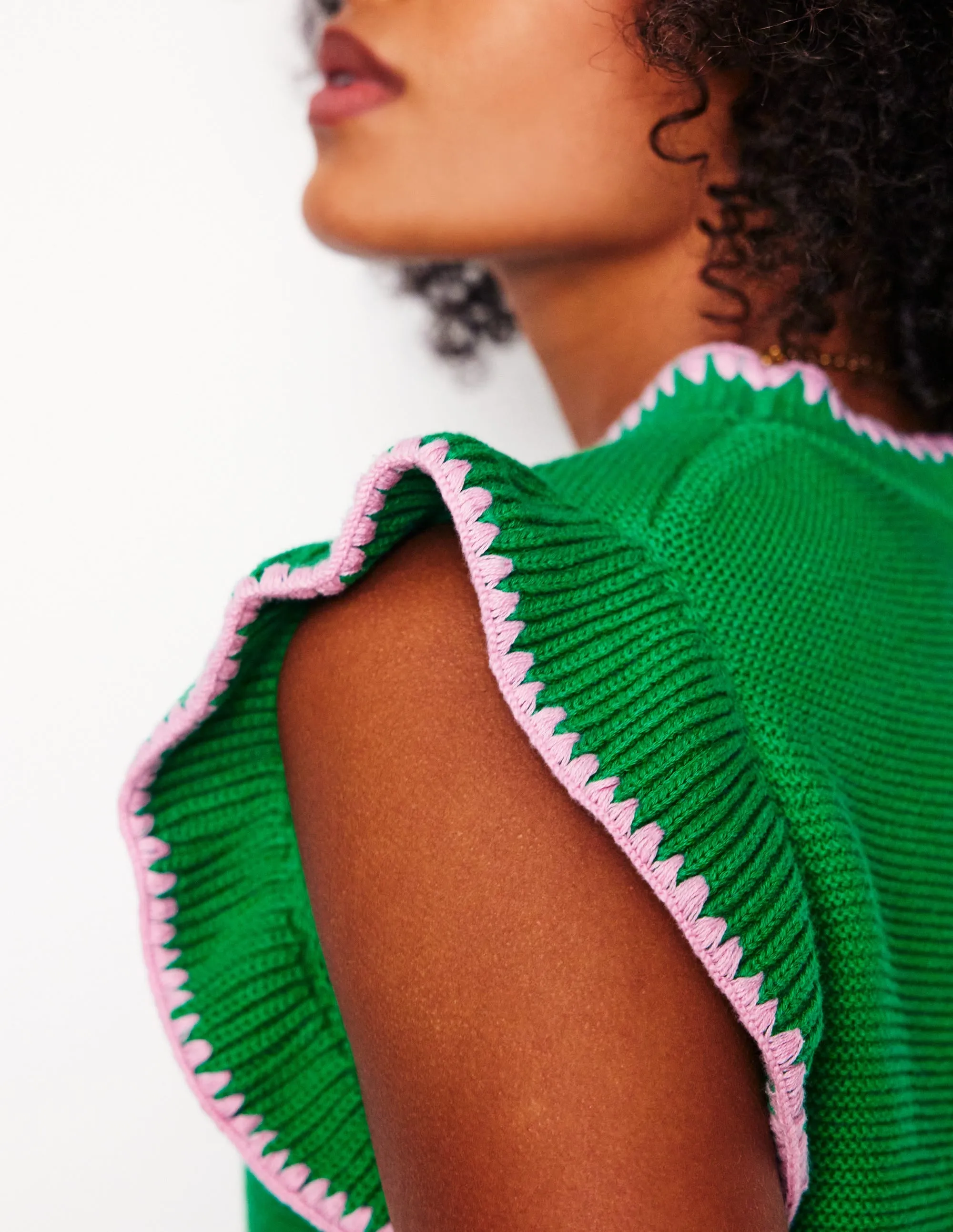 Lena Stitch Detail Tank-Rich Emerald