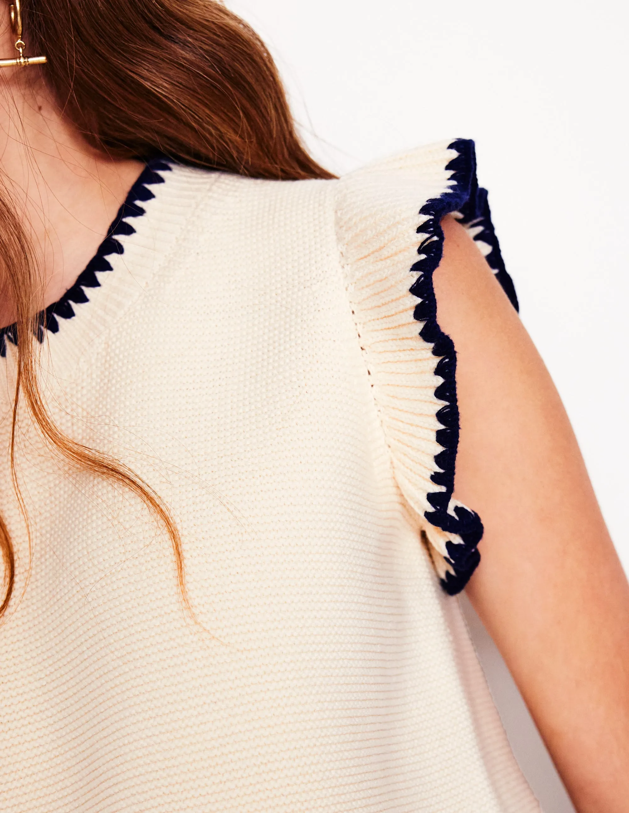 Lena Stitch Detail Tank-Warm Ivory