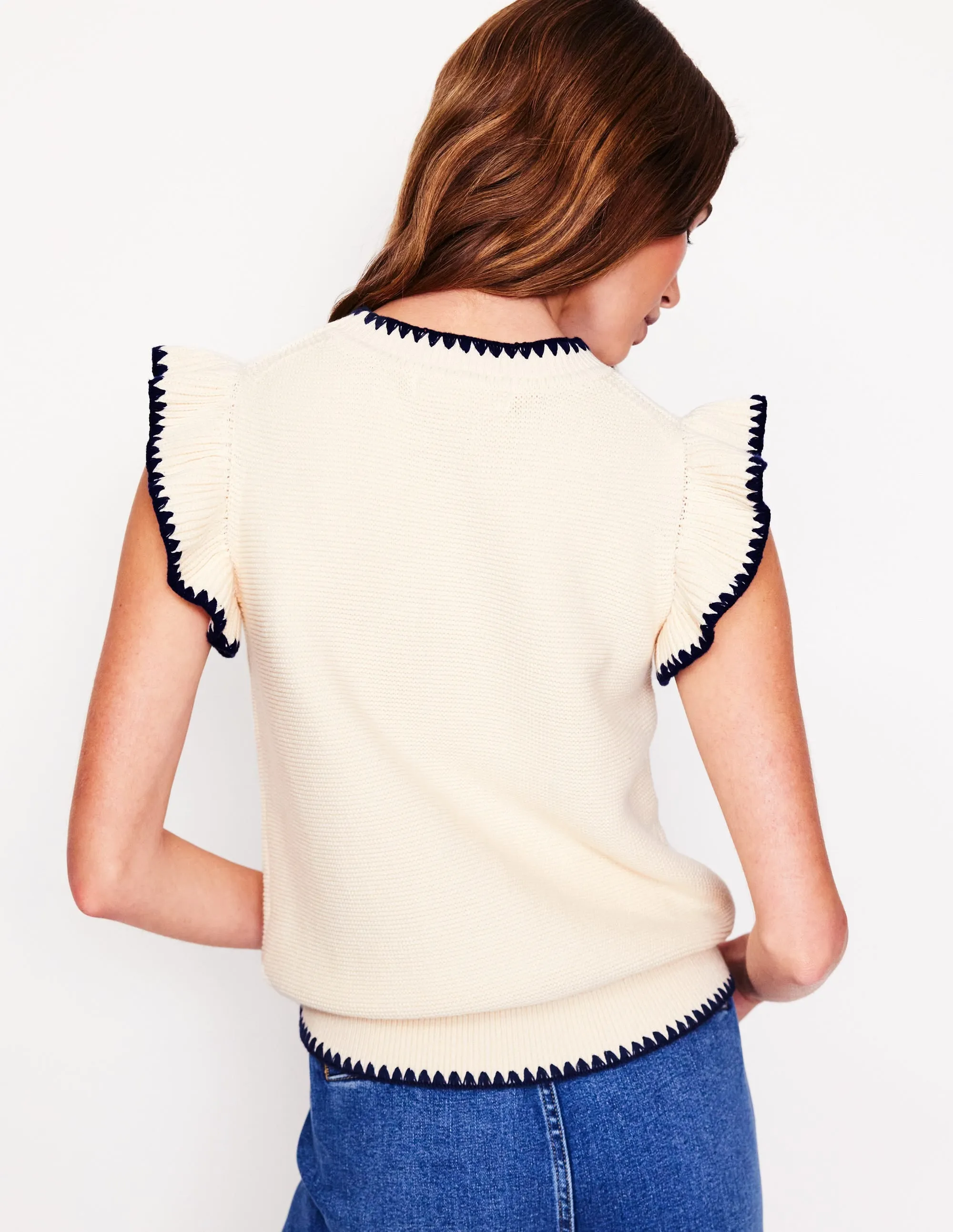 Lena Stitch Detail Tank-Warm Ivory