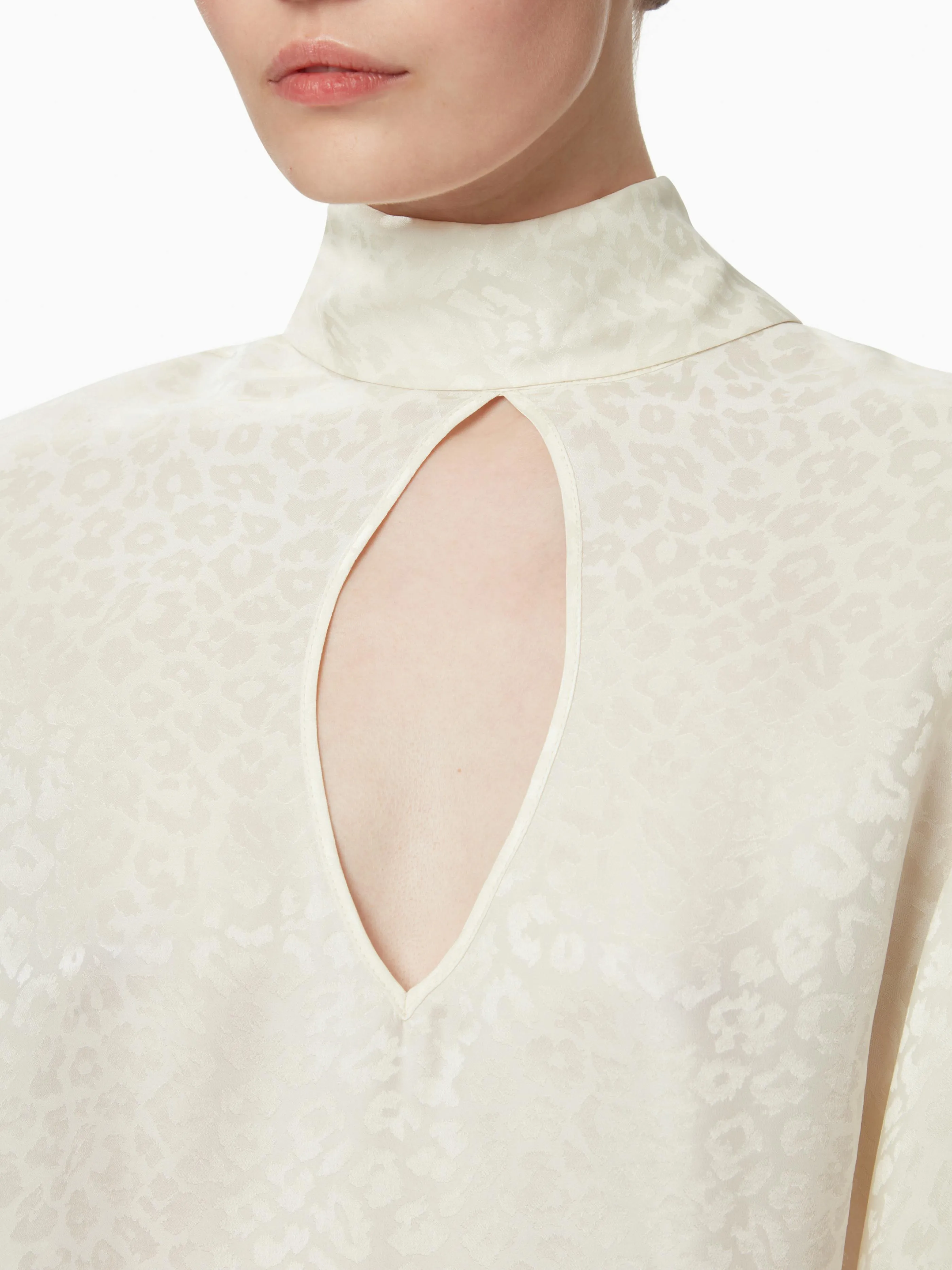 LEOPARD-JACQUARD CUT-OUT BLOUSE
