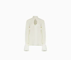 LEOPARD-JACQUARD CUT-OUT BLOUSE