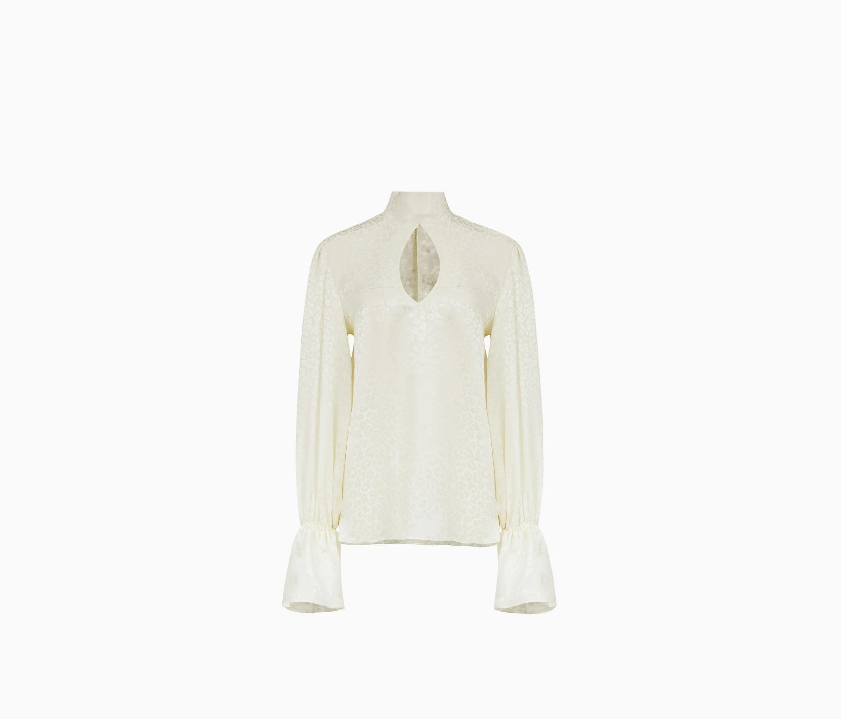 LEOPARD-JACQUARD CUT-OUT BLOUSE