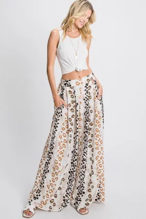 Leopard Print Wide Leg Pants